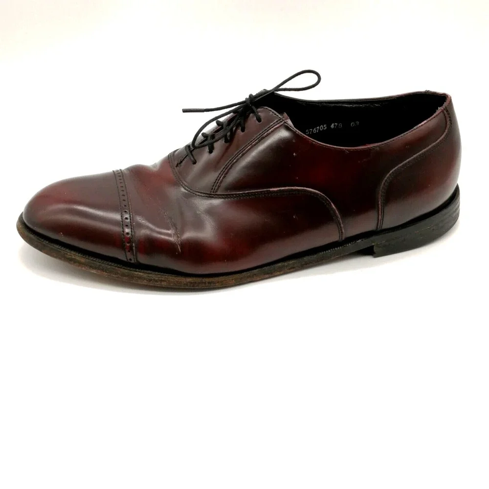 Florsheim Mens Oxford Shoes Brown Leather Lace Up Almond Toe Block Heel 12